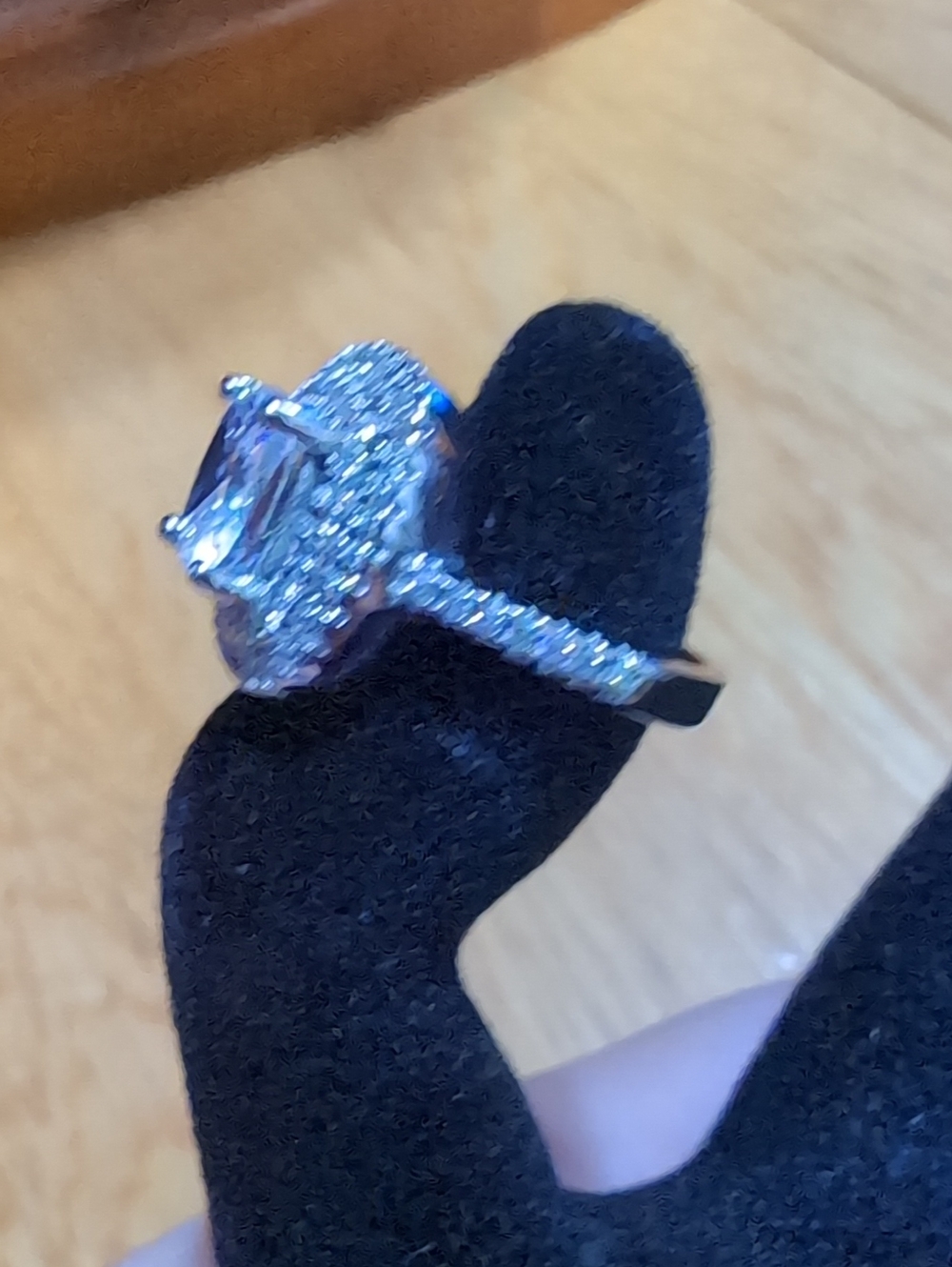 Cushion-Cut Halo Cocktail Ring - Clear Crystal - Picture 2 of 3